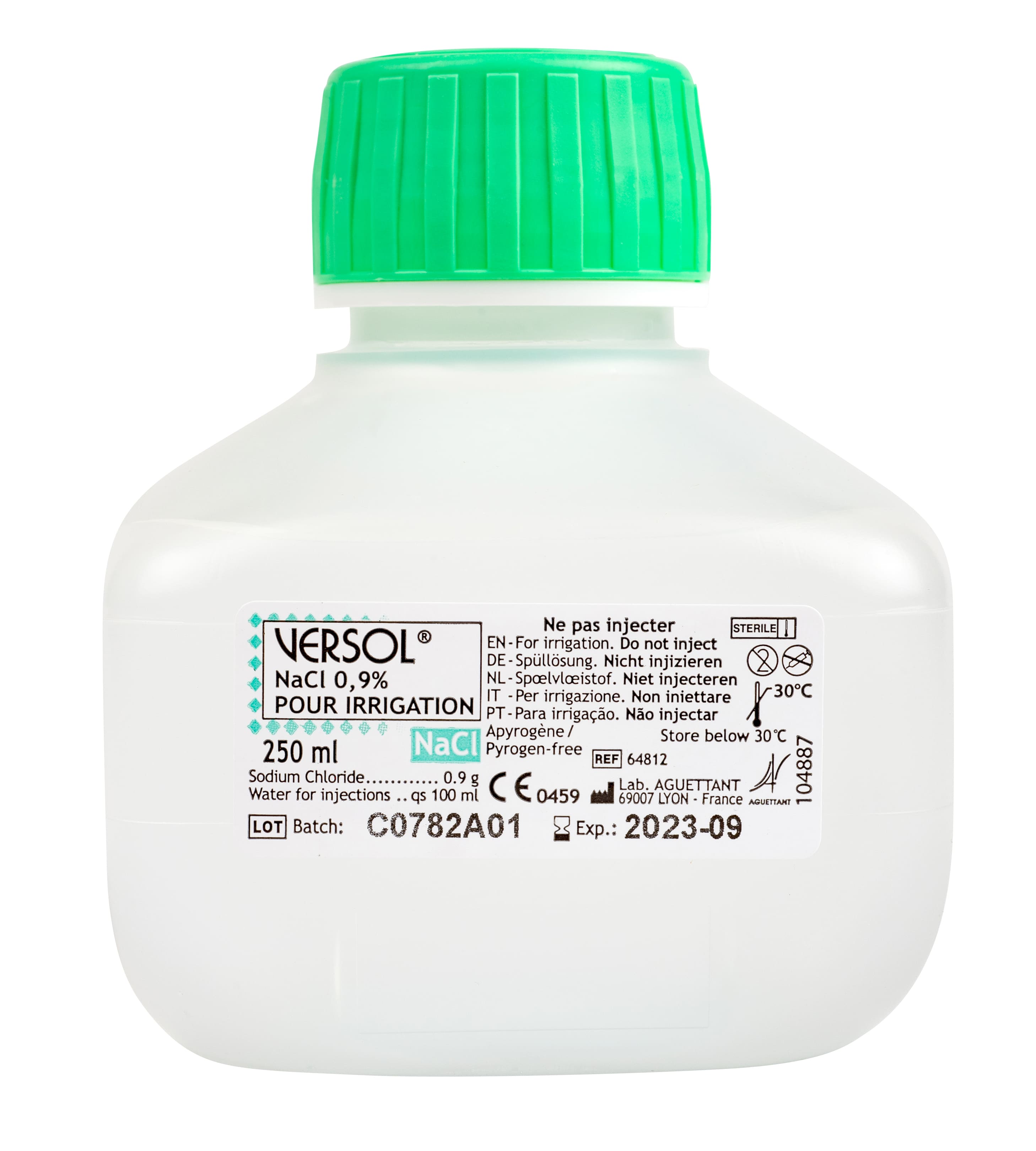 Sodium Chlorure Nacl 0,9% stérile Versol 250 mL (carton de 30 flacons)